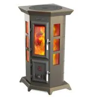 печь-камин отопительно-варочный тмф статика квинта черная бронза