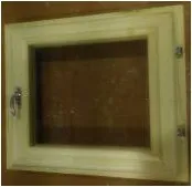 форточка для бани деревянная со стеклом бронза 0,6х0,8 м с фурнитурой осина, банный перец